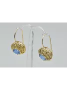 Or jaune 8 carats 333 Aquamarine des boucles d'oreilles vec002x-aq Russe Soviétique URSS Bijoux vintage Art Deco style